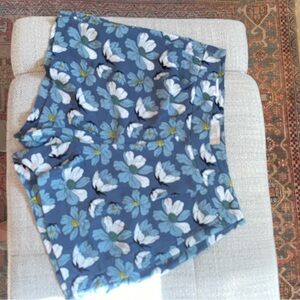 LOFT High Waist Blue and White Shorts